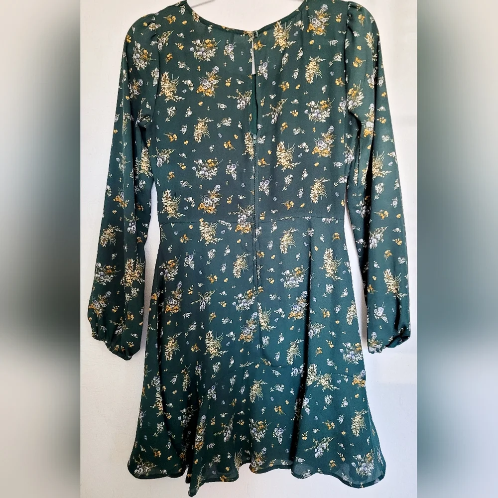 Trixxi Francesca's Women Long Sleeve Mini Dress Floral/Paisley Green Lined Small - Picture 13 of 16